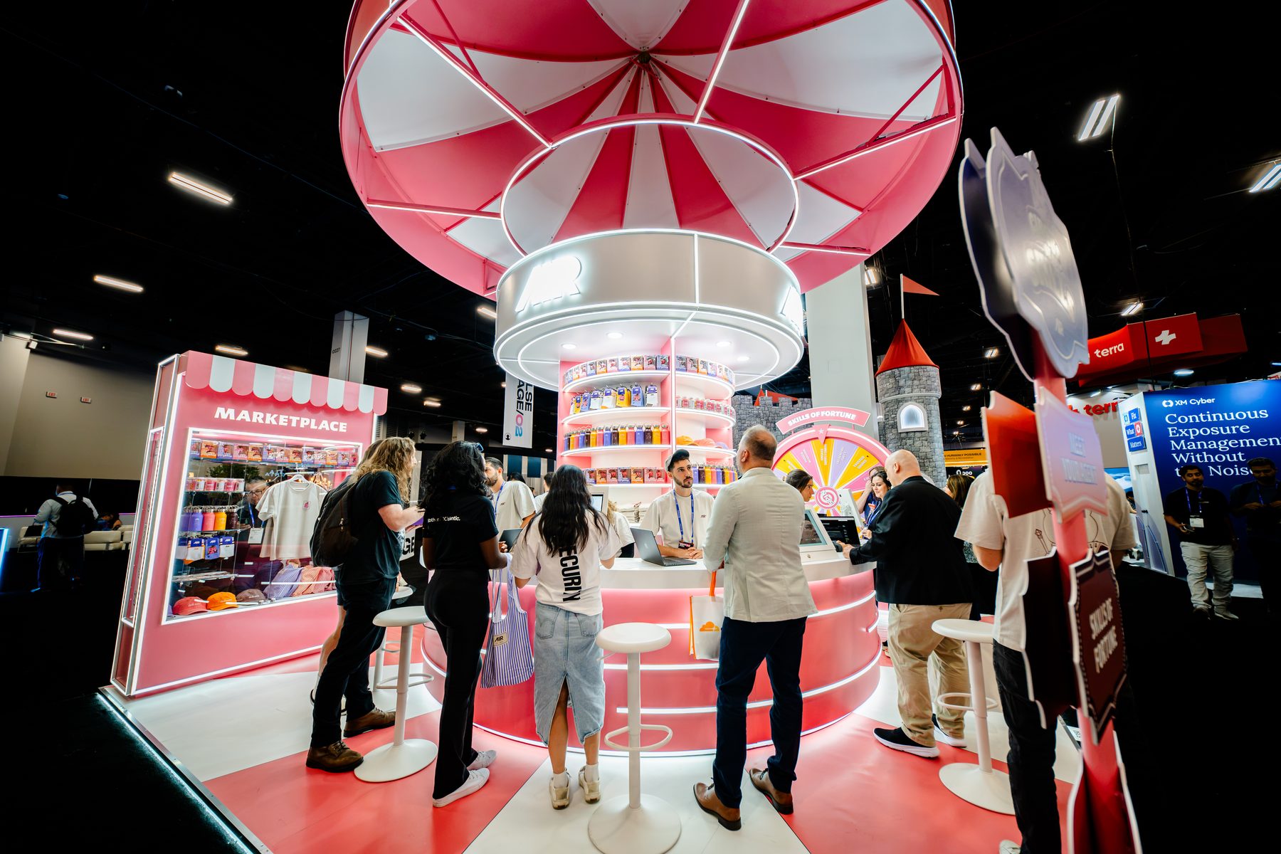Booth guest flow and demo stations